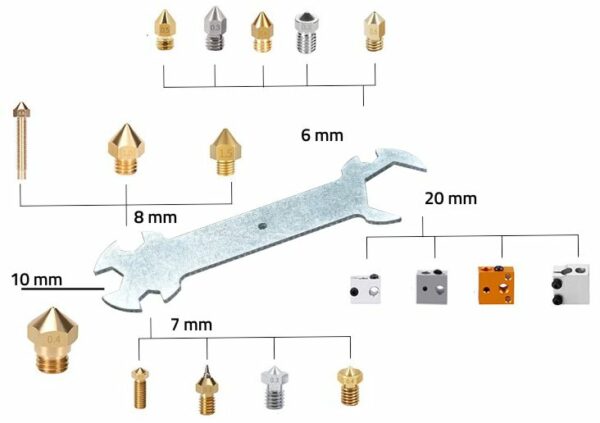 Chave Bloco E De Bico Nozzle Impressora 3D