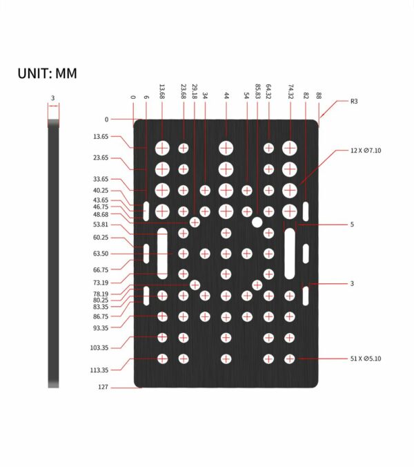 Gantry Plate Para Perfil 2020 A 2080 Com 6 Rolamentos POM V-Slot