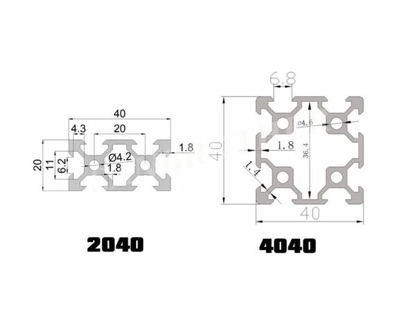Gantry Plate Para Perfil 2020 A 4040 Com 4 Rolamentos POM V-Slot