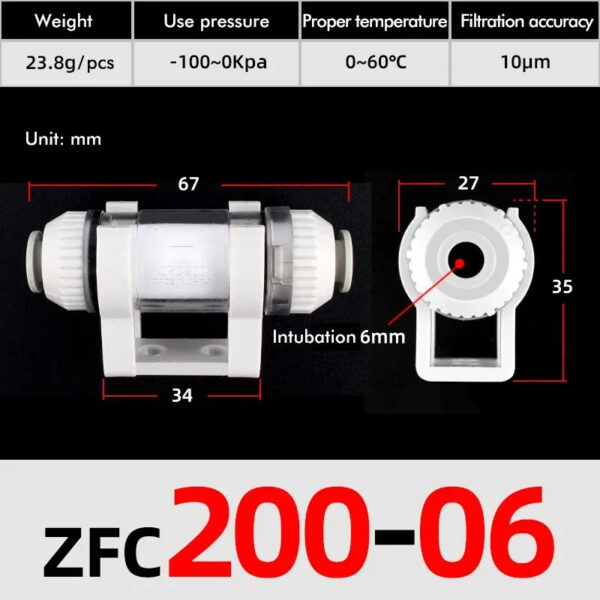 Filtro De Ar Para Mini Bomba De Vacuo ZFC200-06B